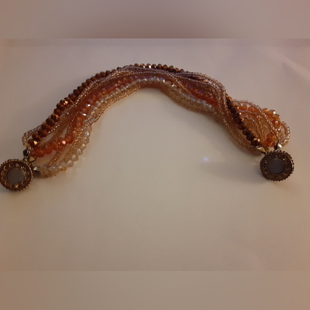 Crystal Like Multi Strand Bead Bracelet Magnetic Closure - Picture 4 of 5